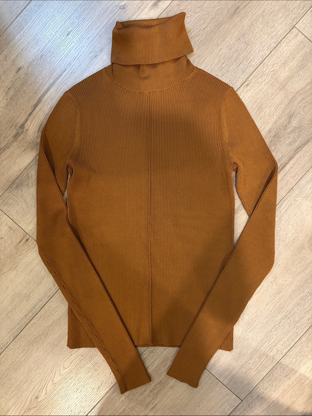 Veronica Beard Rust Brown Ribbed Turtleneck Sweater